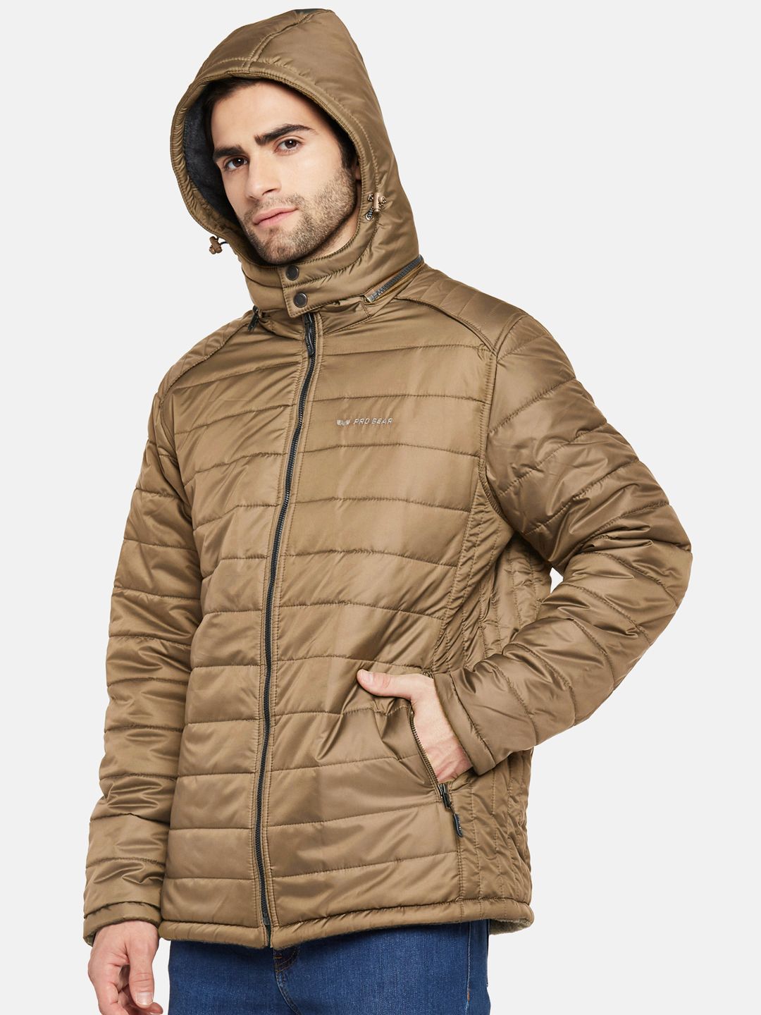 Tan Fleece Lined Puffer Jacket | Men